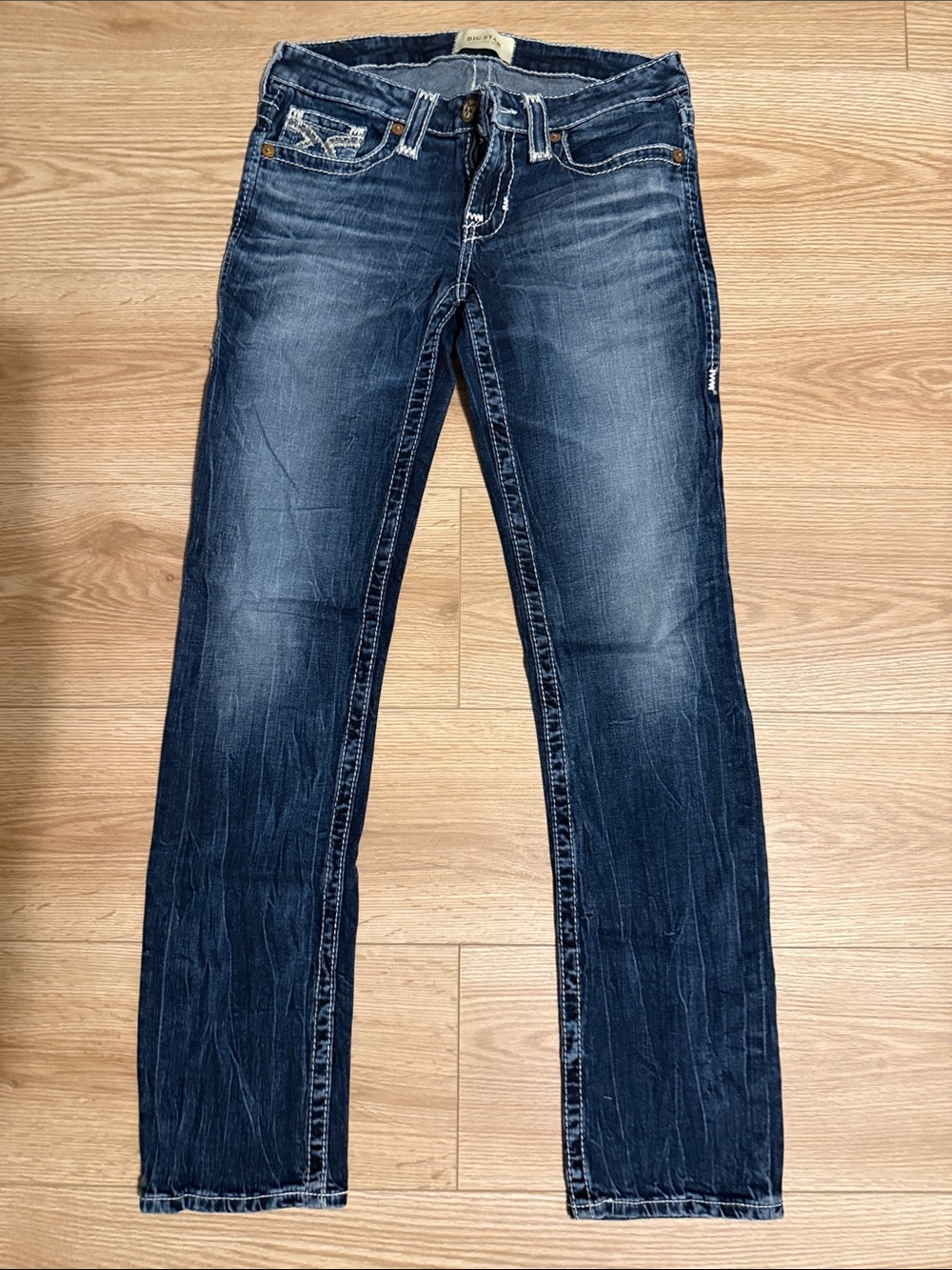 Big Star Women's Liv Straight Jeans in Dark Blue Wash